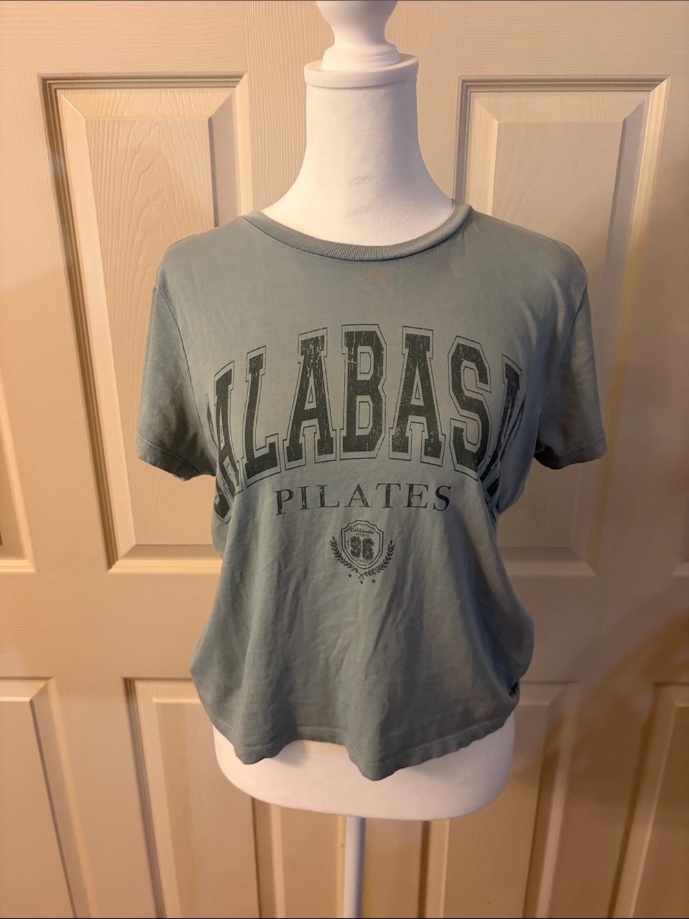 Alabasan Pilates Logo Crop Tee in Sage Green